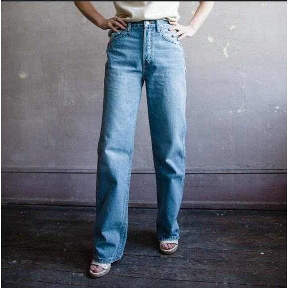 Re/Done Denim - RE/DONE 90's High Rise Loose Worn Blue Denim Jeans Women's Size 27 Straight Leg